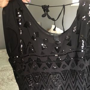 Beautiful black sequin sheer blouse with cami